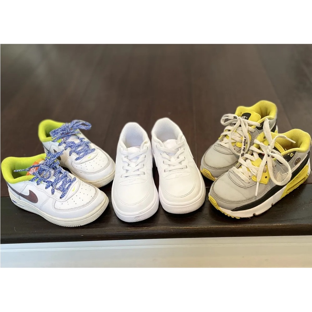 NIKE Air Max ltr Gray Yellow Smile Air Force 1 White Toddler Size 9